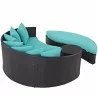 Modway Convene Outdoor Patio Daybed in Espresso Turquoise - Back Side Angle - Modway Convene Outdoor Patio Daybed in Espresso Turquoise - Back Side Angle