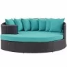 Modway Convene Outdoor Patio Daybed in Espresso Turquoise - Front Angle - Modway Convene Outdoor Patio Daybed in Espresso Turquoise - Front Angle