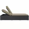 Modway Convene Double Outdoor Patio Chaise in Espresso Mocha - Reclined in Front Angle - Modway Convene Double Outdoor Patio Chaise in Espresso Mocha - Reclined in Front Angle