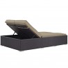 Modway Convene Double Outdoor Patio Chaise in Espresso Mocha - Reclined in Back Side Angle