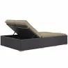 Modway Convene Double Outdoor Patio Chaise in Espresso Mocha - Reclined in Back Side Angle - Modway Convene Double Outdoor Patio Chaise in Espresso Mocha - Reclined in Back Side Angle