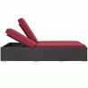 Modway Convene Double Outdoor Patio Chaise in Espresso Red - Reclined in Front Angle - Modway Convene Double Outdoor Patio Chaise in Espresso Red - Reclined in Front Angle