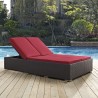 Modway Convene Double Outdoor Patio Chaise in Espresso Red - Lifestyle