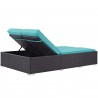 Modway Convene Double Outdoor Patio Chaise - Espresso Turquoise - Reclined in Back Side Angle