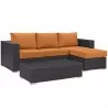 Modway Convene 3 Piece Outdoor Patio Sofa Set - Espresso Orange - Set in Front Side Angle - Modway Convene 3 Piece Outdoor Patio Sofa Set - Espresso Orange - Set in Front Side Angle