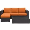 Modway Convene 3 Piece Outdoor Patio Sofa Set - Espresso Orange - Set in Front Angle - Modway Convene 3 Piece Outdoor Patio Sofa Set - Espresso Orange - Set in Front Angle