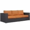 Modway Convene 3 Piece Outdoor Patio Sofa Set - Espresso Orange - Loveseat in Front Side Angle - Modway Convene 3 Piece Outdoor Patio Sofa Set - Espresso Orange - Loveseat in Front Side Angle