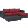 Modway Convene 3 Piece Outdoor Patio Sofa Set - Espresso Red - Set in Front Side Angle
