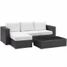 Modway Convene 3 Piece Outdoor Patio Sofa Set - Espresso White - Set in Front Side Angle - Modway Convene 3 Piece Outdoor Patio Sofa Set - Espresso White - Set in Front Side Angle