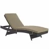Modway Convene Outdoor Patio Chaise in Espresso Mocha - Reclined in Front Side Angle - Modway Convene Outdoor Patio Chaise in Espresso Mocha - Reclined in Front Side Angle