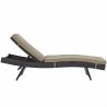 Modway Convene Outdoor Patio Chaise in Espresso Mocha - Reclined in Front Angle - Modway Convene Outdoor Patio Chaise in Espresso Mocha - Reclined in Front Angle