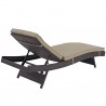 Modway Convene Outdoor Patio Chaise in Espresso Mocha - Reclined in Back Side Angle