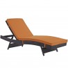 Modway Convene Outdoor Patio Chaise in Espresso Orange - Reclined in Front Side Angle