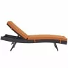 Modway Convene Outdoor Patio Chaise in Espresso Orange - Reclined in Front Angle - Modway Convene Outdoor Patio Chaise in Espresso Orange - Reclined in Front Angle