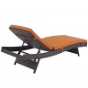 Modway Convene Outdoor Patio Chaise in Espresso Orange - Reclined in Back Side Angle