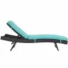 Modway Convene Outdoor Patio Chaise - Espresso Turquoise - Reclined in Front Angle - Modway Convene Outdoor Patio Chaise - Espresso Turquoise - Reclined in Front Angle