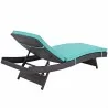 Modway Convene Outdoor Patio Chaise - Espresso Turquoise - Reclined in Back Side Angle - Modway Convene Outdoor Patio Chaise - Espresso Turquoise - Reclined in Back Side Angle