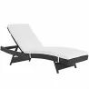 Modway Convene Outdoor Patio Chaise - Espresso White - Reclined in Front Side Angle - Modway Convene Outdoor Patio Chaise - Espresso White - Reclined in Front Side Angle