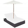 Modway Convene Double Outdoor Patio Chaise in Espresso White - Front Side Angle