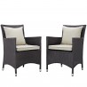 Modway Convene 2 Piece Outdoor Patio Dining Set in Espresso Beige - Set in Front Side Angle