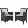 Modway Convene 2 Piece Outdoor Patio Dining Set in Espresso Beige - Set in Front Side Angle - Modway Convene 2 Piece Outdoor Patio Dining Set in Espresso Beige - Set in Front Side Angle