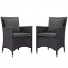 Modway Convene 2 Piece Outdoor Patio Dining Set in Espresso Charcoal - Set in Front Side Angle