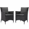 Modway Convene 2 Piece Outdoor Patio Dining Set in Espresso Charcoal - Set in Front Side Angle - Modway Convene 2 Piece Outdoor Patio Dining Set in Espresso Charcoal - Set in Front Side Angle