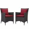 Modway Convene 2 Piece Outdoor Patio Dining Set - Espresso Red - Set in Front Side Angle - Modway Convene 2 Piece Outdoor Patio Dining Set - Espresso Red - Set in Front Side Angle