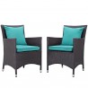 Modway Convene 2 Piece Outdoor Patio Dining Set - Espresso Turquoise - Set in Front Side Angle