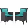 Modway Convene 2 Piece Outdoor Patio Dining Set - Espresso Turquoise - Set in Front Side Angle - Modway Convene 2 Piece Outdoor Patio Dining Set - Espresso Turquoise - Set in Front Side Angle