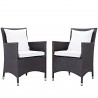 Modway Convene 2 Piece Outdoor Patio Dining Set - Espresso White - Set in Front Side Angle