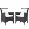 Modway Convene 2 Piece Outdoor Patio Dining Set - Espresso White - Set in Front Side Angle - Modway Convene 2 Piece Outdoor Patio Dining Set - Espresso White - Set in Front Side Angle