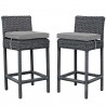 Modway Summon 2 Piece Outdoor Patio Sunbrella® Pub Set in Antique Canvas Gray - Set in Front Side Angle