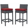 Modway Summon 2 Piece Outdoor Patio Sunbrella® Pub Set in Antique Canvas Red - Set in Front Side Angle