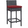 Modway Summon 2 Piece Outdoor Patio Sunbrella® Pub Set in Antique Canvas Red - Front Side Angle
