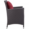 Modway Convene 7 Piece Outdoor Patio Dining Set in Espresso Red - Chair in Side Angle