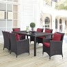 Modway Convene 7 Piece Outdoor Patio Dining Set in Espresso Red - Lifestyle
