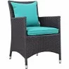 Modway Convene 7 Piece Outdoor Patio Dining Set in Espresso Turquoise - Chair in Front Side Angle - Modway Convene 7 Piece Outdoor Patio Dining Set in Espresso Turquoise - Chair in Front Side Angle