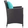 Modway Convene 7 Piece Outdoor Patio Dining Set in Espresso Turquoise - Chair in Side Angle - Modway Convene 7 Piece Outdoor Patio Dining Set in Espresso Turquoise - Chair in Side Angle