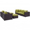 Modway Convene 7 Piece Outdoor Patio Sectional Set - Espresso Peridot - Set in Front Side View