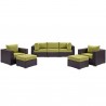 Modway Convene 7 Piece Outdoor Patio Sectional Set - Espresso Peridot - Set in Front Side View
