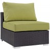 Modway Convene 7 Piece Outdoor Patio Sectional Set - Espresso Peridot - Armless Chair in Front Side Angle