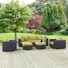 Modway Convene 7 Piece Outdoor Patio Sectional Set - Espresso Peridot - Lifestyle
