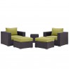 Modway Convene 5 Piece Outdoor Patio Sectional Set in Espresso Peridot - Set in Front Side Angle