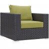 Modway Convene 5 Piece Outdoor Patio Sectional Set in Espresso Peridot - Armchair in Front Side Angle