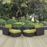 Modway Convene 5 Piece Outdoor Patio Sectional Set in Espresso Peridot - Lifestyle