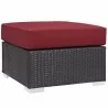 Modway Convene 5 Piece Outdoor Patio Sectional Set in Espresso Red - Ottoman in Front Side Angle - Modway Convene 5 Piece Outdoor Patio Sectional Set in Espresso Red - Ottoman in Front Side Angle