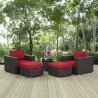 Modway Convene 5 Piece Outdoor Patio Sectional Set in Espresso Red - Lifestyle - Modway Convene 5 Piece Outdoor Patio Sectional Set in Espresso Red - Lifestyle