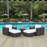 Modway Convene 5 Piece Outdoor Patio Sectional Set - Espresso White - Lifestyle