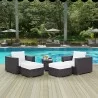 Modway Convene 5 Piece Outdoor Patio Sectional Set - Espresso White - Lifestyle - Modway Convene 5 Piece Outdoor Patio Sectional Set - Espresso White - Lifestyle
